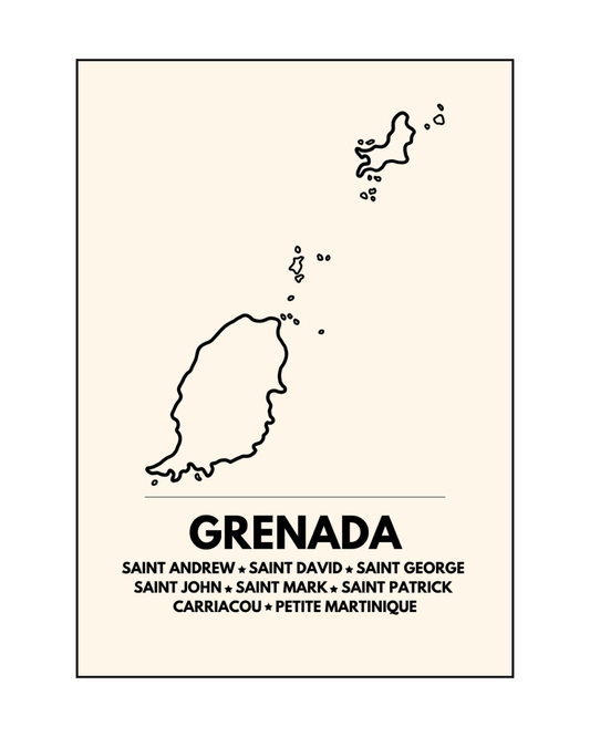 Island & Parishes of Grenada Poster Print