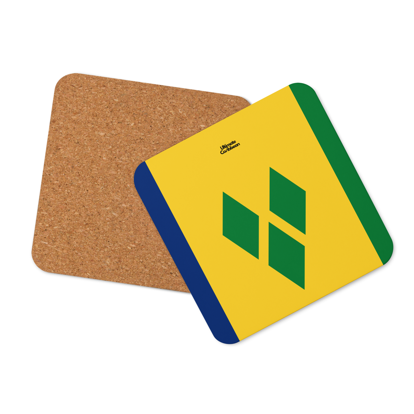 Saint Vincent & The Grenadines Flag Cork-back coaster