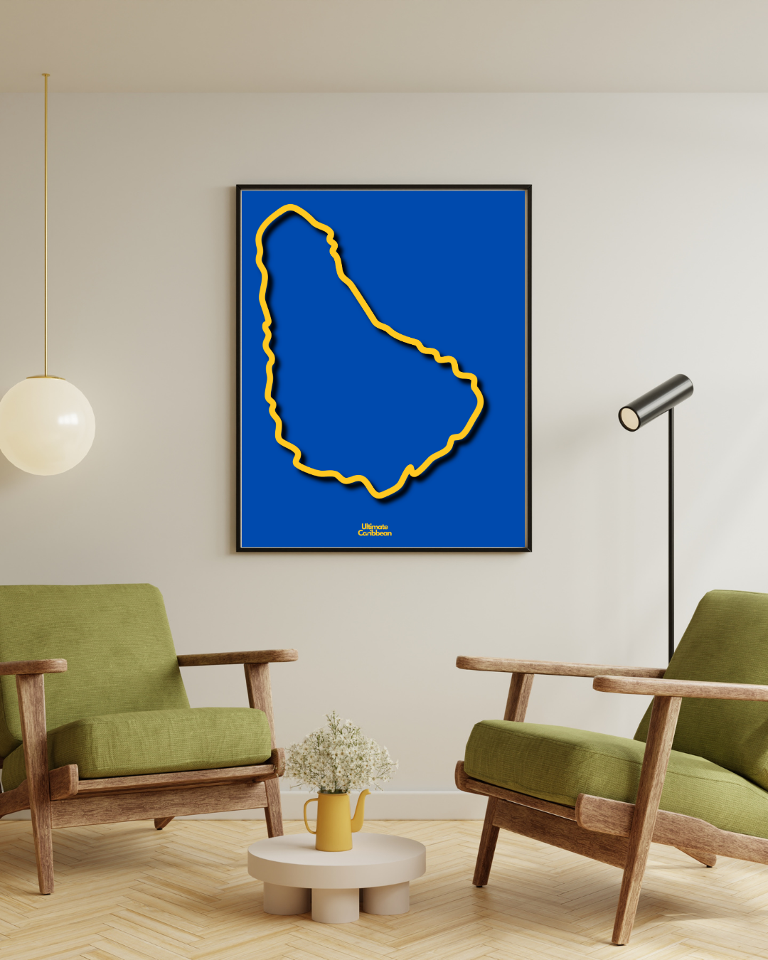 Barbados Island Silouette Poster Print