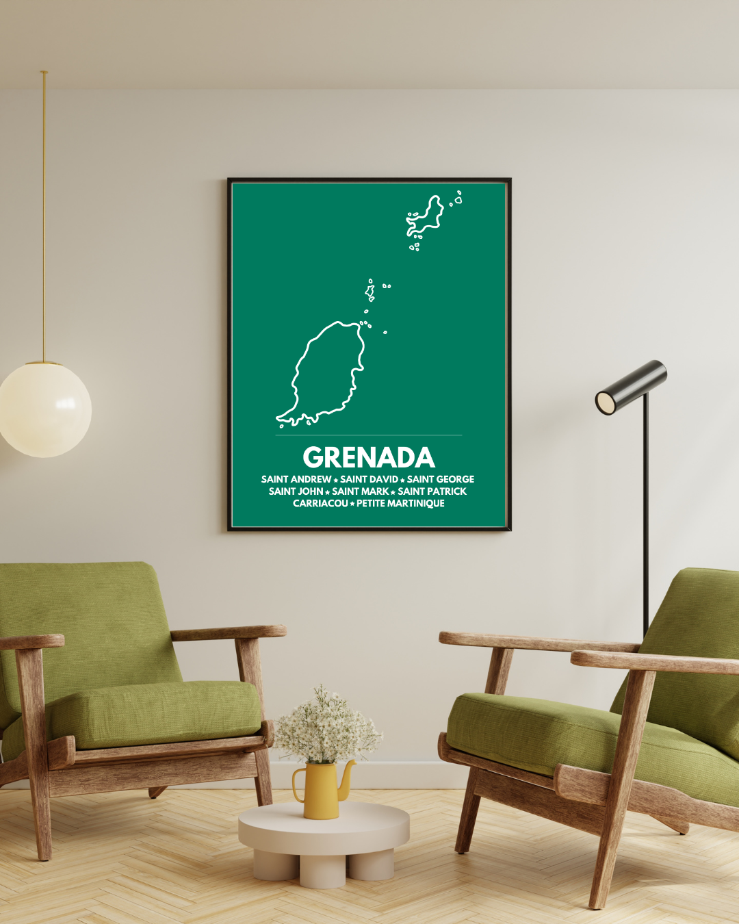 Island & Parishes of Grenada Poster Print Green