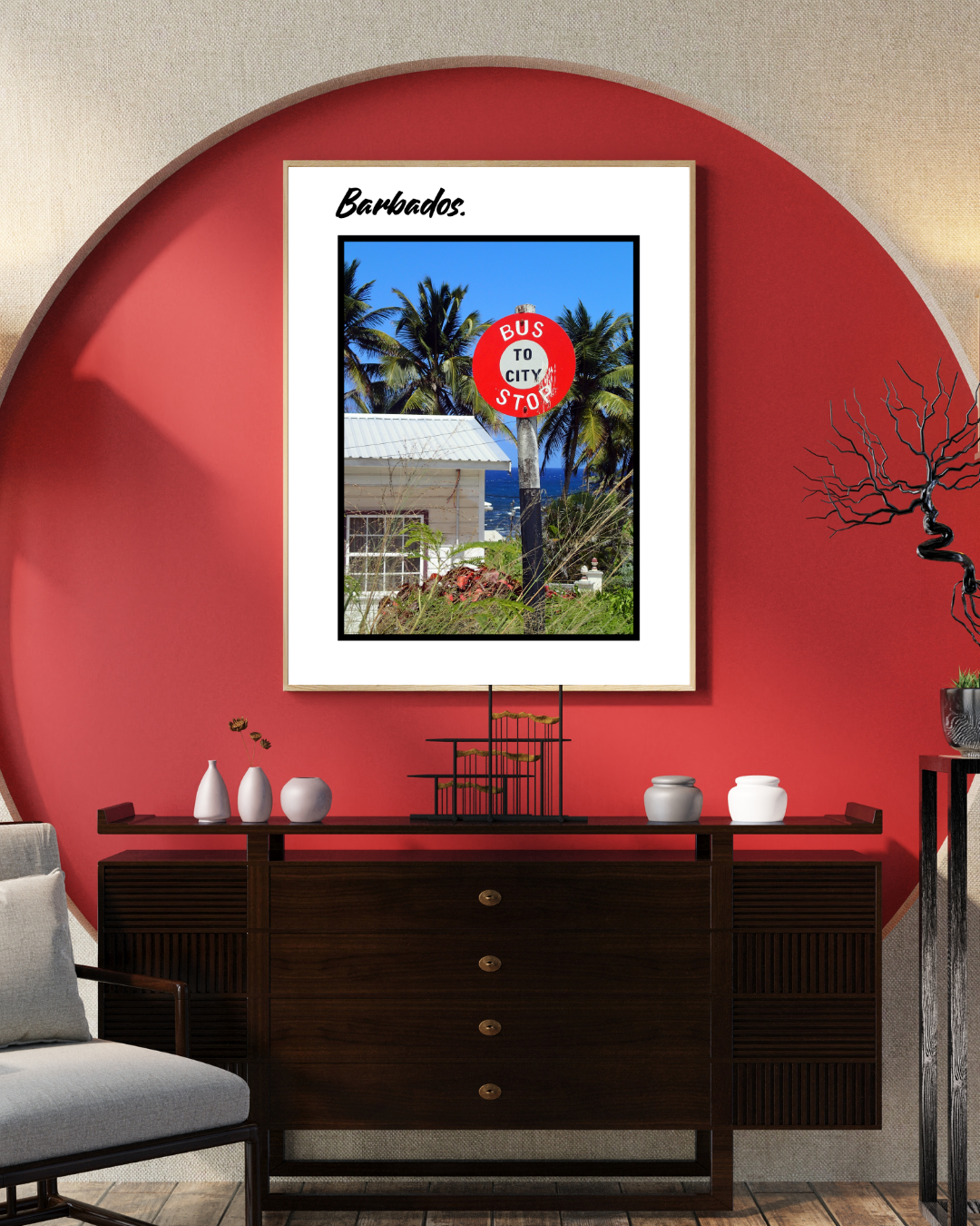 Barbados Bus Stop Poster Print