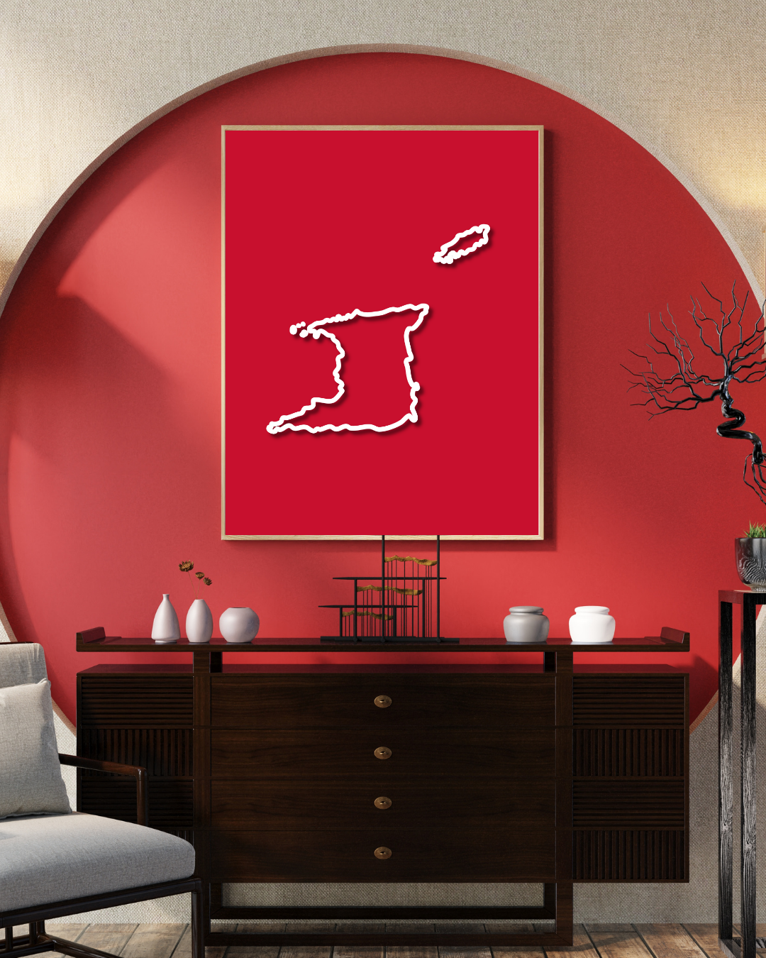 Trinidad & Tobago Island Silhouette Poster Print