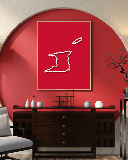 Trinidad & Tobago Island Silhouette Poster Print