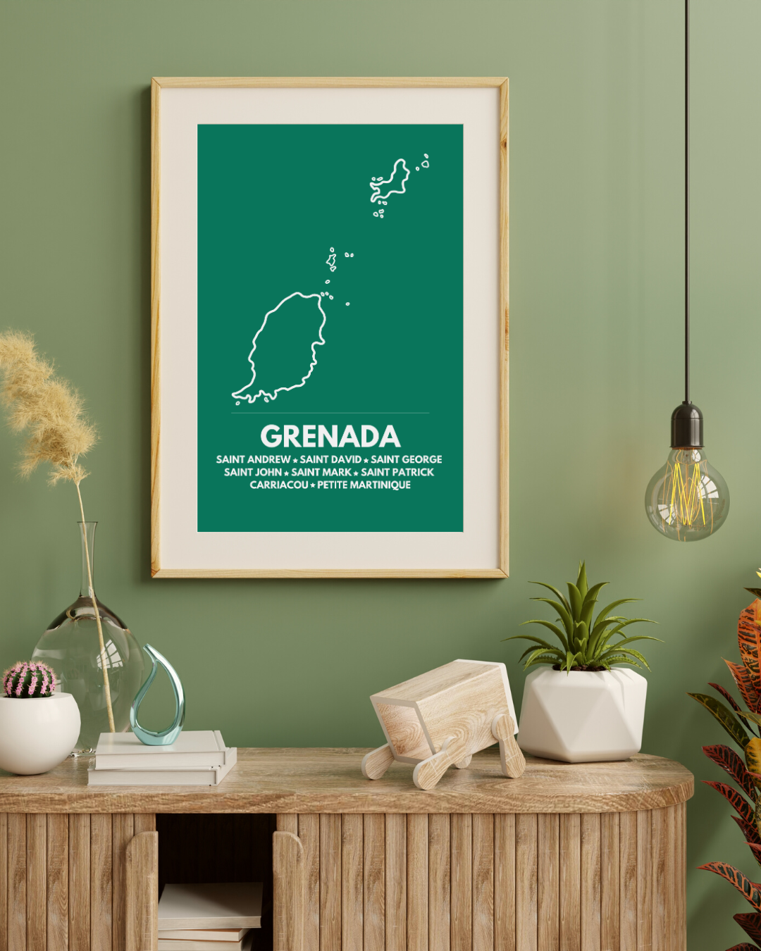 Island & Parishes of Grenada Poster Print Green