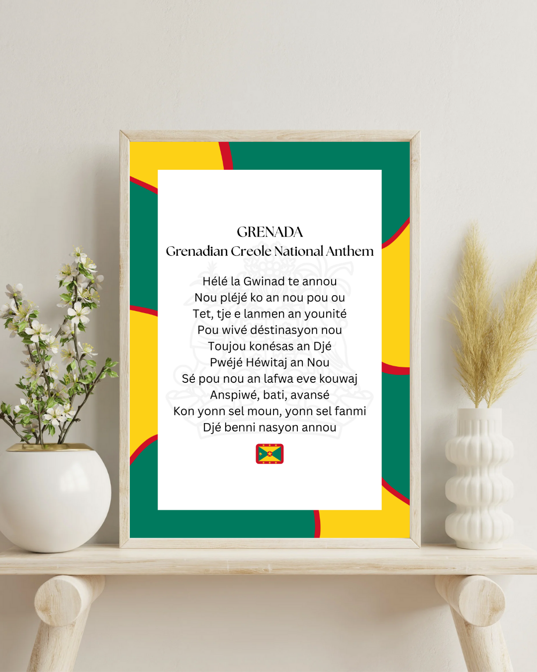 Grenada National Anthem Poster Print in Grenadian Creole