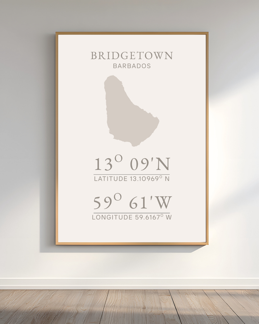 Bridgetown, Barbados Coordinates Poster Print