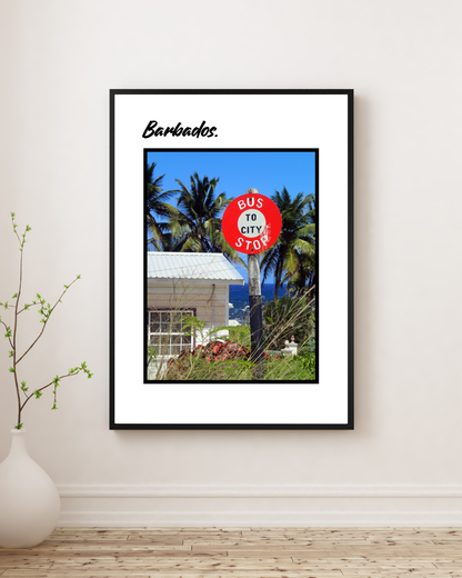 Barbados Bus Stop Poster Print