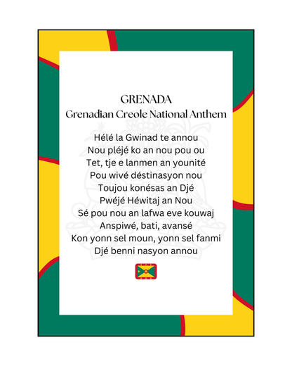 Grenada National Anthem Poster Print in Grenadian Creole