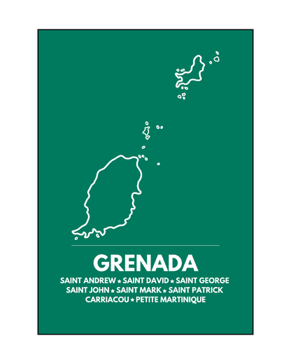 Island & Parishes of Grenada Poster Print Green