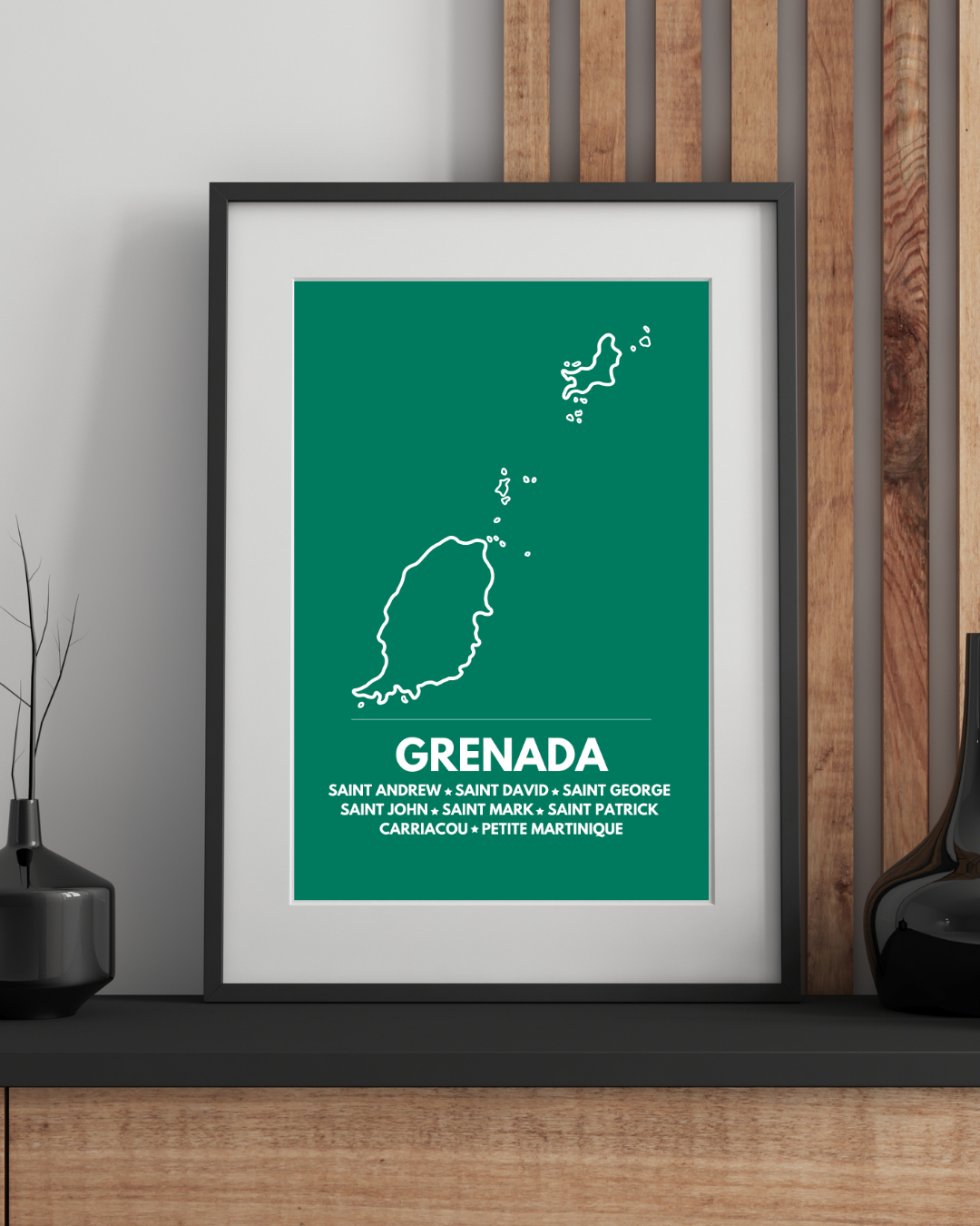 Island & Parishes of Grenada Poster Print Green