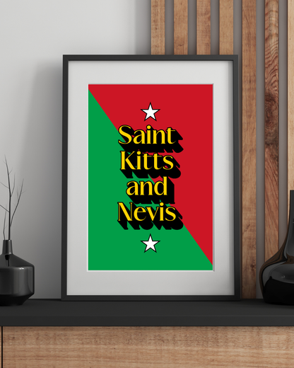 Saint Kitts & Nevis Word Art Poster Print
