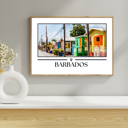Colourful Barbados Homes Poster Print
