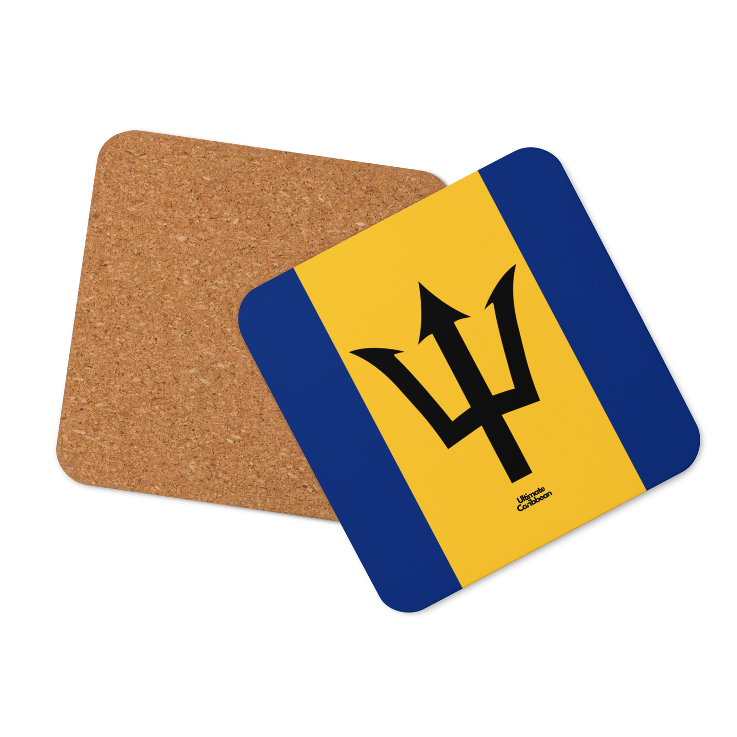 Barbados Flag Cork-back coaster