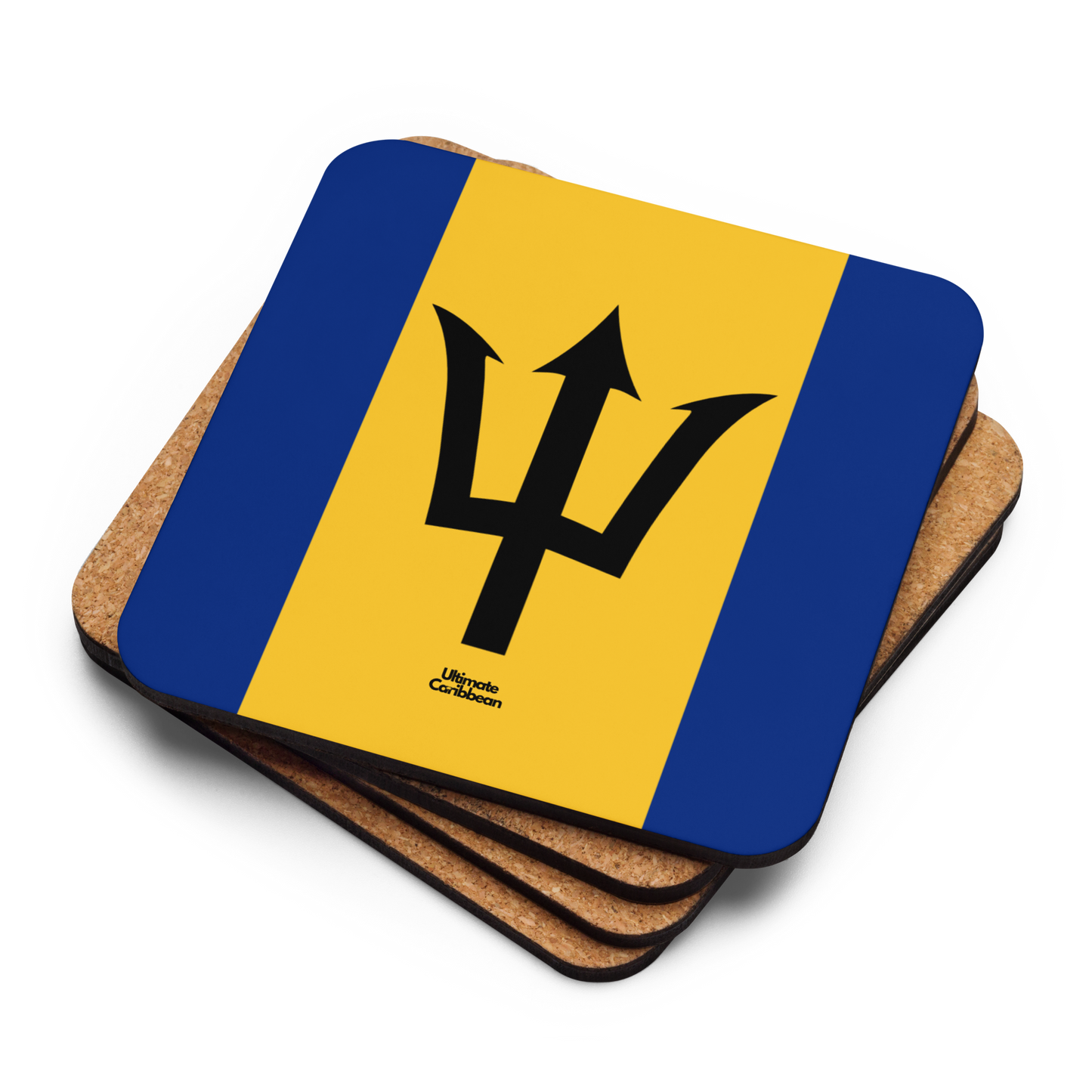 Barbados Flag Cork-back coaster