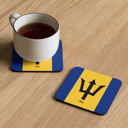 Barbados Flag Cork-back coaster