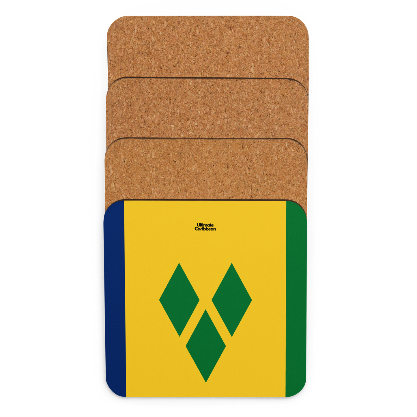 Saint Vincent & The Grenadines Flag Cork-back coaster