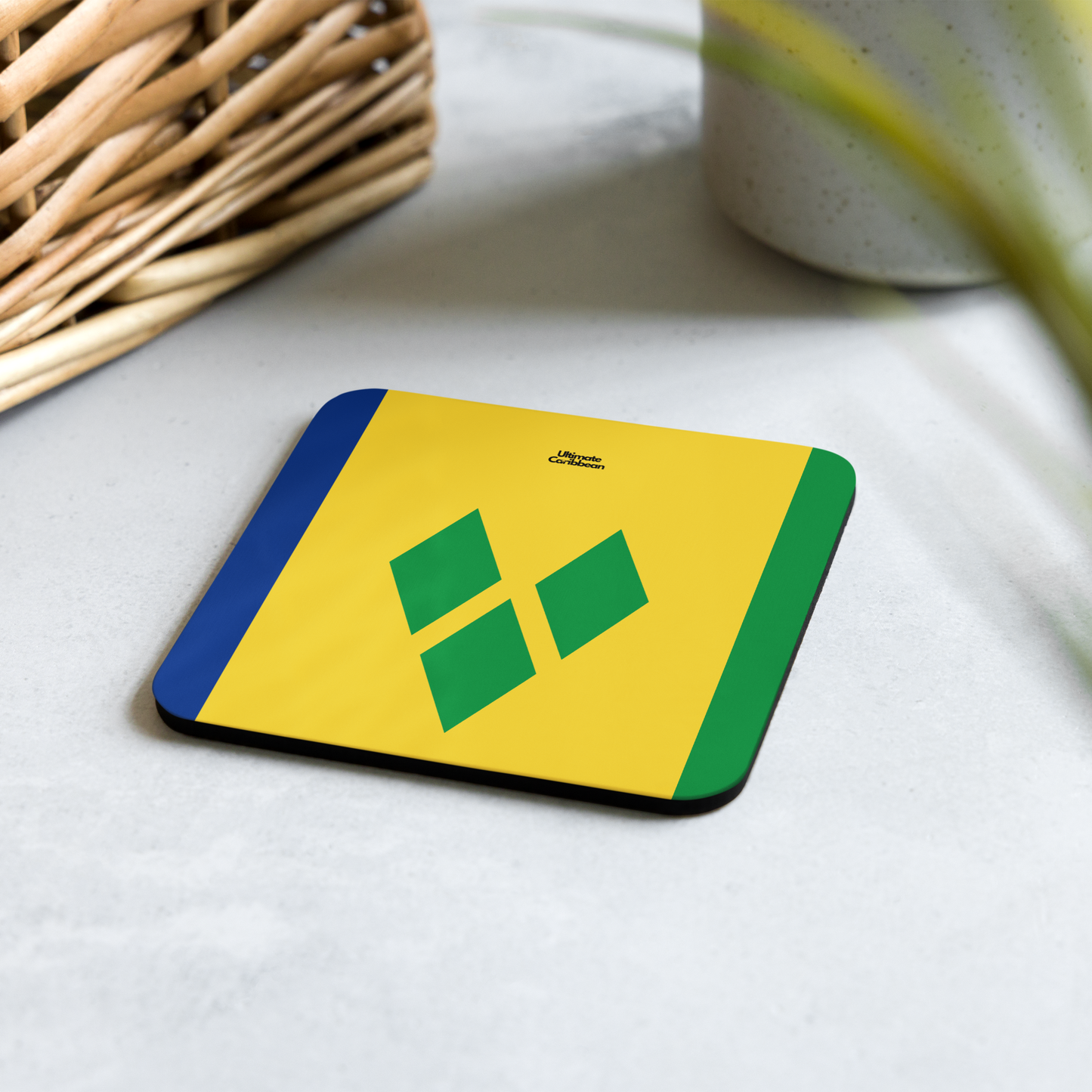 Saint Vincent & The Grenadines Flag Cork-back coaster