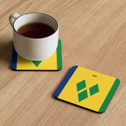 Saint Vincent & The Grenadines Flag Cork-back coaster