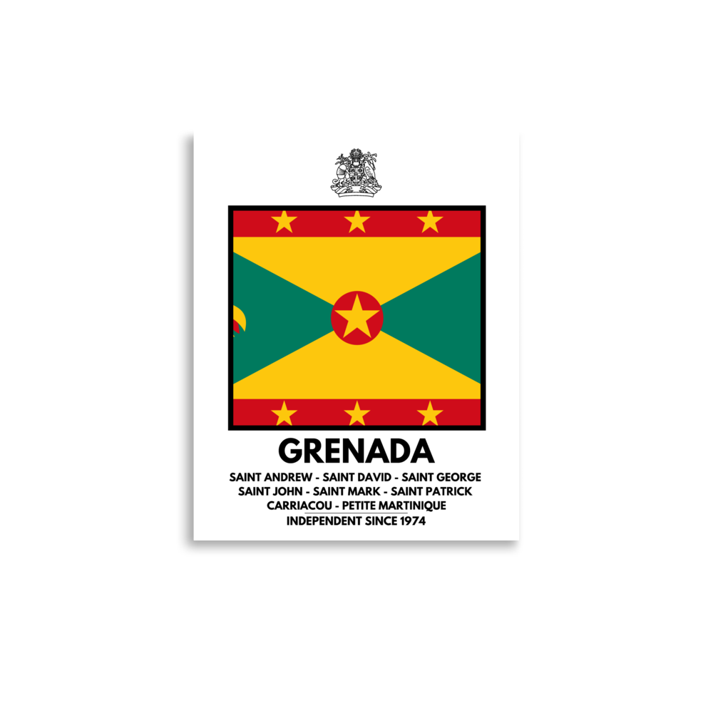 Grenada Flag and Parishes poster