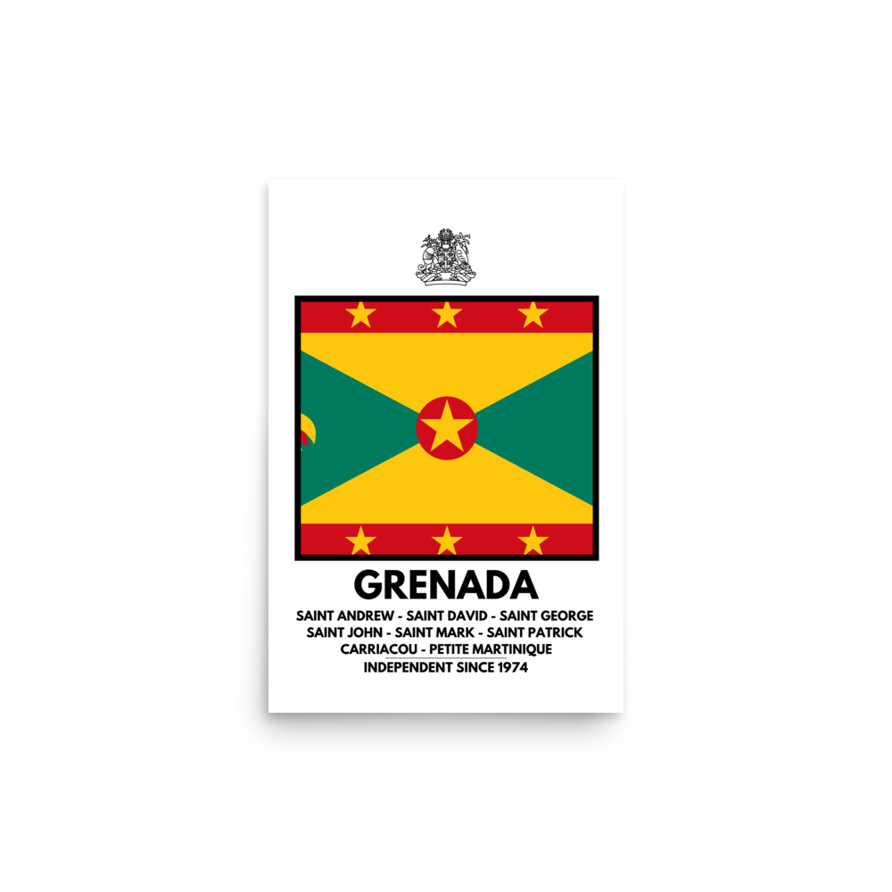 Grenada Flag and Parishes poster