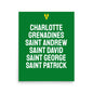 Parishes of Saint Vincent and the Grenadines Poster in Bold Green