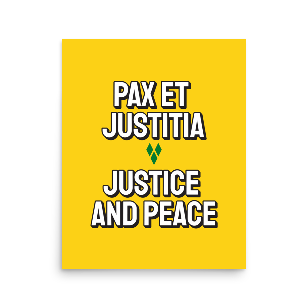 Saint Vincent and the Grenadines Justice and Peace Poster in Bold Yellow