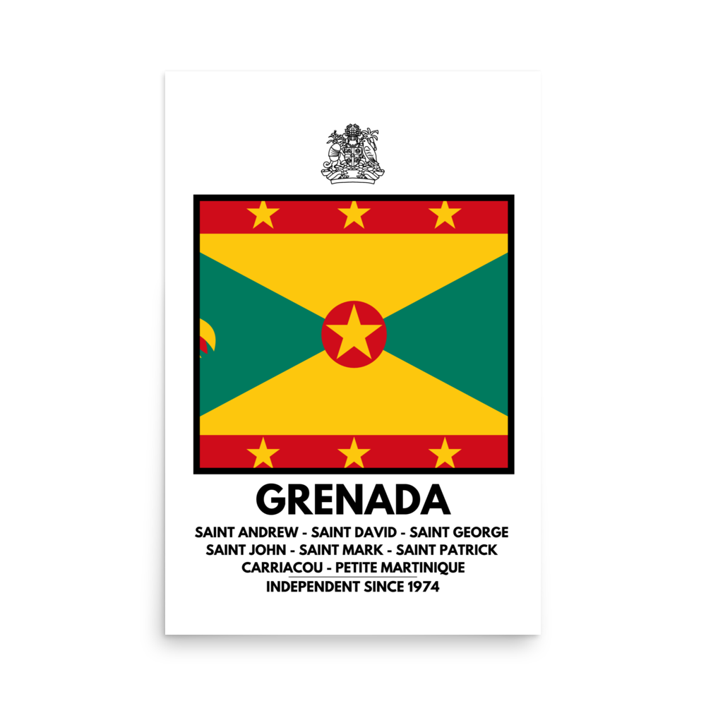 Grenada Flag and Parishes poster