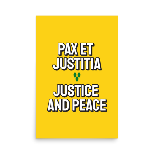 Saint Vincent and the Grenadines Justice and Peace Poster in Bold Yellow