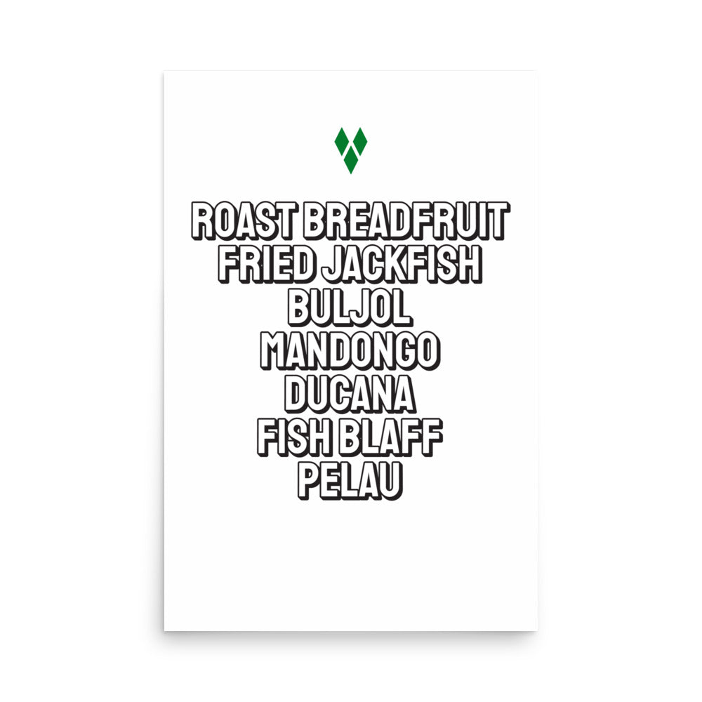 Foods of Saint Vincent Poster in White