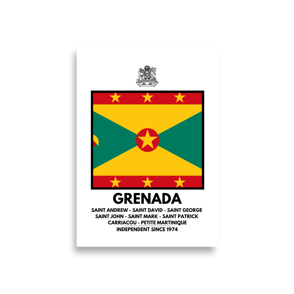 Grenada Flag and Parishes poster