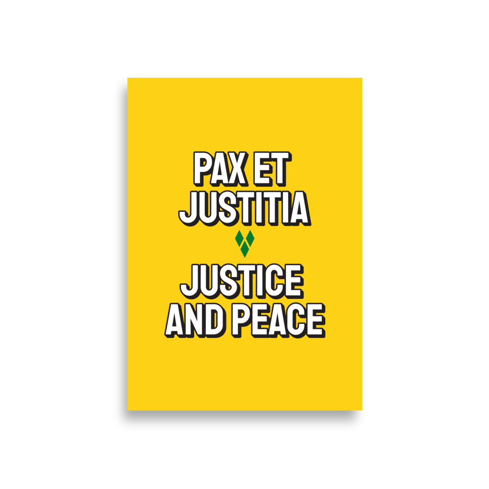 Saint Vincent and the Grenadines Justice and Peace Poster in Bold Yellow