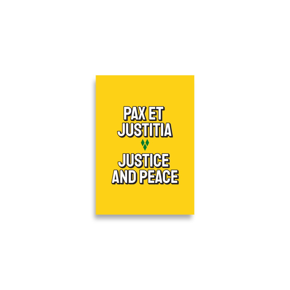 Saint Vincent and the Grenadines Justice and Peace Poster in Bold Yellow